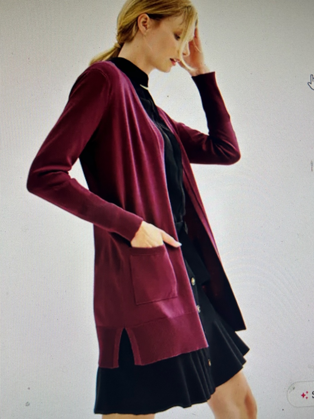 Lands’ End Open-Front Long Cardigan Sweater - Burgundy. Size 1X. NWTGS